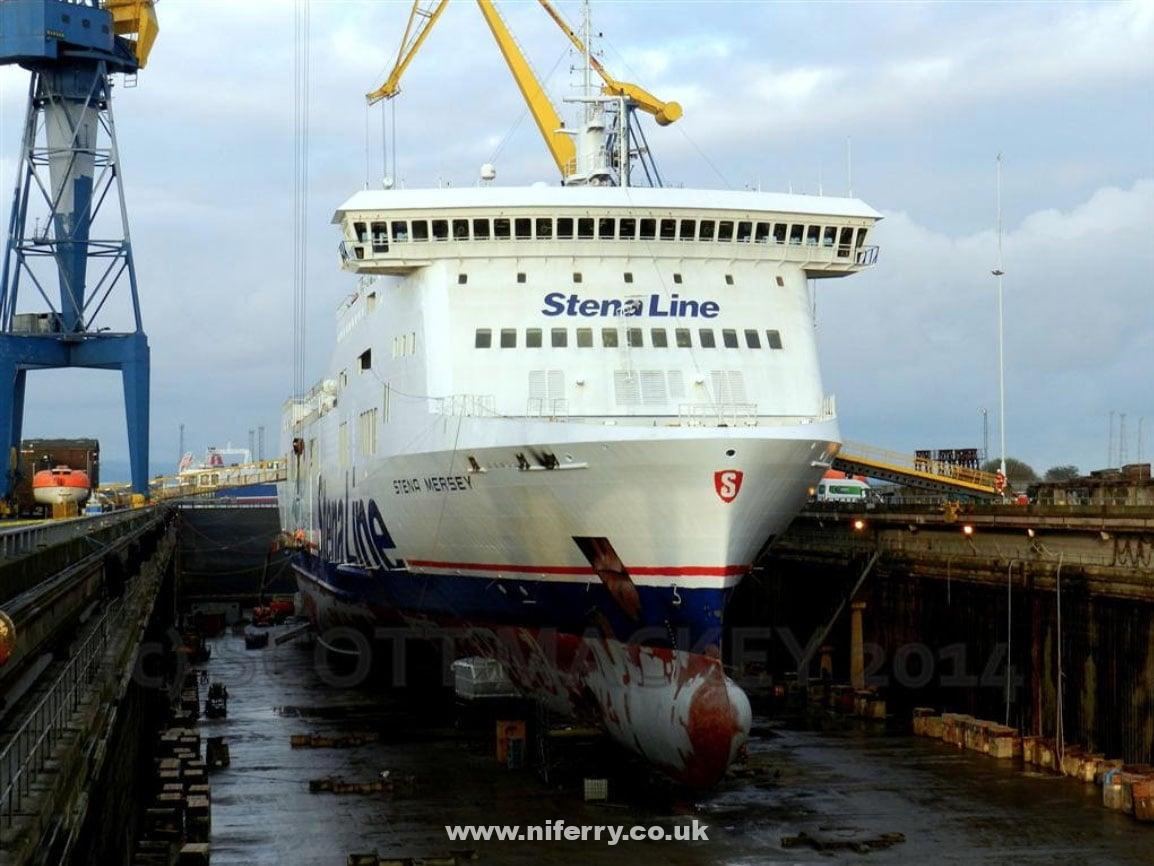 STENA MERSEY in dry dock at Harland & Wolff, Belfast November 2014. Copyright © Scott Mackey, used with permission.