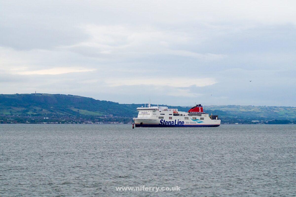 Belfast - Birkenhead ferry Stena Lagan approaches Belfast.