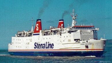 Stena Galloway at sea in Stena Line colours. Copyright © Scott Mackey.