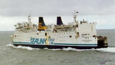 Stena Caledonia in Sealink Stena Line livery. Copyright © Scott Mackey.