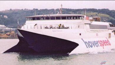 Hoverspeeds 4th Seacat vessel, Seacat Danmark, pictured in Dover