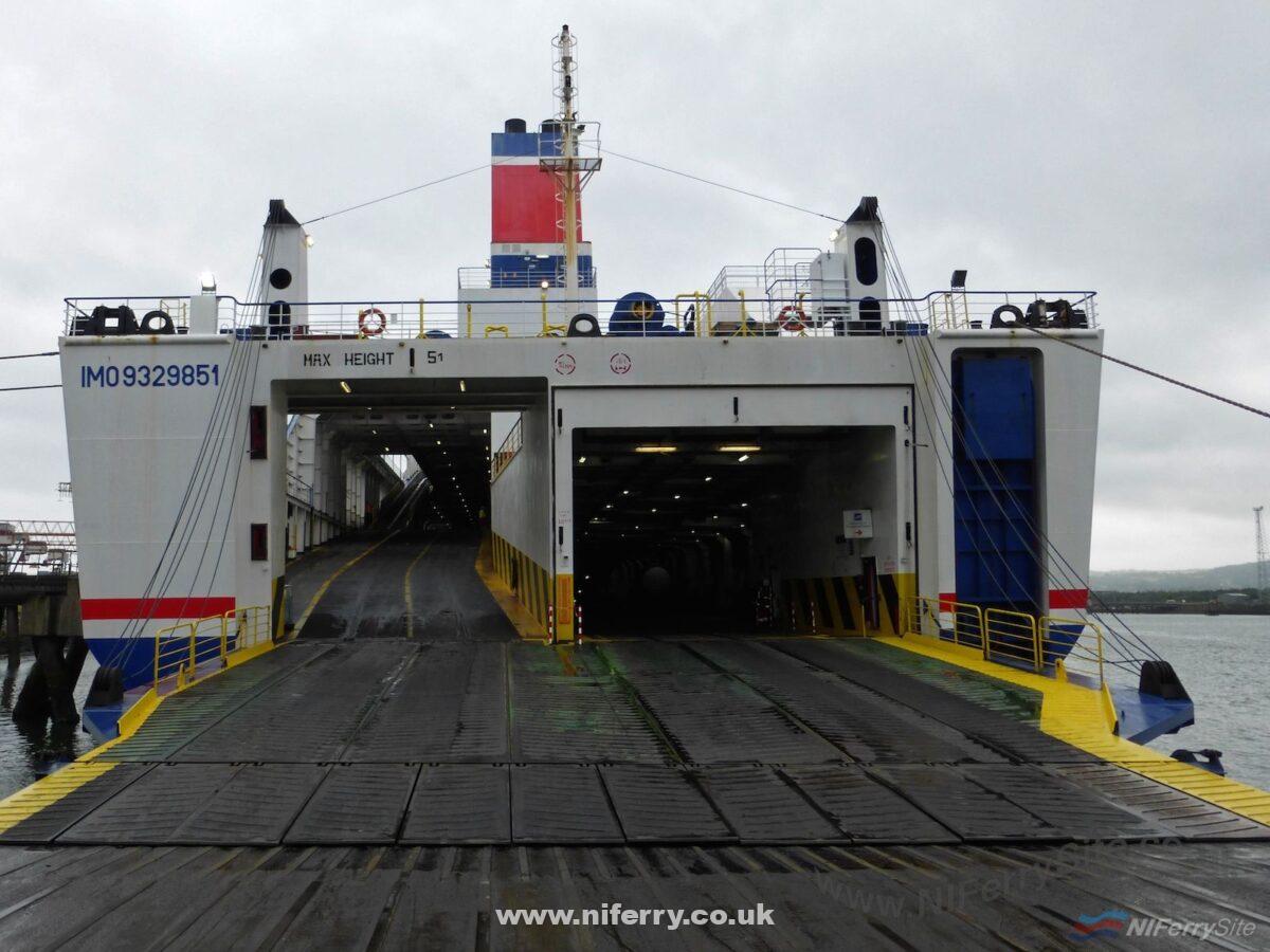 Stena Mersey stern view with ramps lowered, Victoria Terminal 2, Belfast. © Steven Tarbox