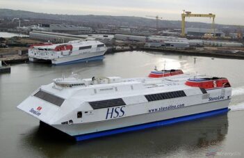 HSS Stena Explorer pictured with HSS Stena Discovery in Belfast, back in 2008. Copyright © Alan Geddes.
