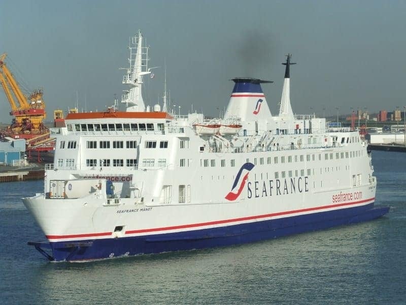 SEAFRANCE MANET seen turning in the harbour at Calais in March 2007. She had recently undergone an overhaul at ARNO Dunkerque. Copyright © George Holland.