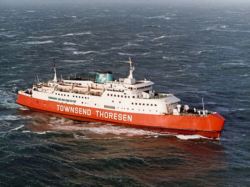 Free Enterprise VII in the Townsend Thoresen orange colour scheme, prior to her 