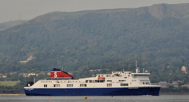 Lagan Seaways pictured in 2011 after her route was taken over by Stena Line. Although not yet in Stena Line livery, the DFDS name has been painted out and the Stena funnel colours added. She would later receive another full repaint at Harland and Wolff and be renamed Stena Lagan. The blue paint in this picture was quite new as DFDS had only repainted the vessel shortly before agreeing to sell the route to Stena. © Copyright Albert Bridge and licensed for reuse under this Creative Commons Licence http://creativecommons.org/licenses/by-sa/2.0/ .