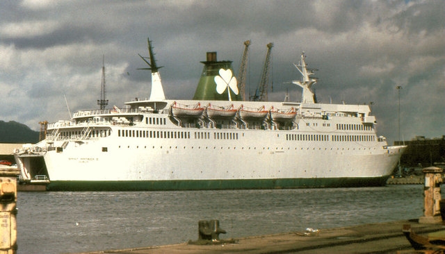 Irish Continental Group's Saint Patrick II is shown here at Belfast's Donegal Quay whilst covering for St Colum I's annual refit. She normally operated the seasonal Rosslare - France service. © Copyright Albert Bridge and licensed for reuse under this Creative Commons Licence.
