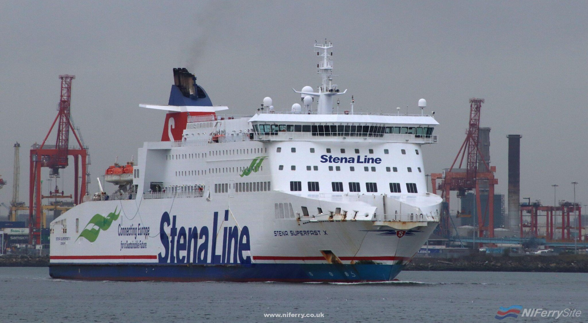 STENA SUPERFAST X leaves Dublin Port for Holyhead, 08.02.18. Copyright © Robbie Cox.