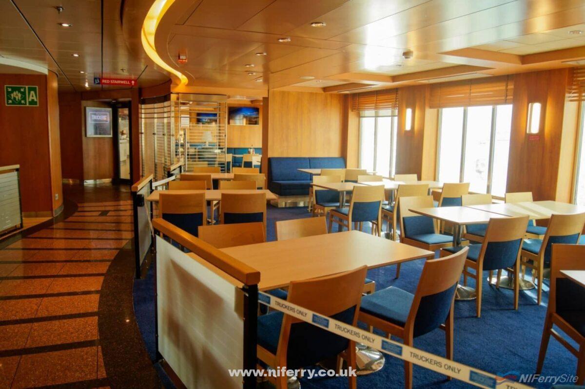 An area of the Met Grill restaurant on the port side which can be used to extend the capacity of the truckers lounge (in the background of the picture) or the Met Grill iteself depending on the mix of passengers on a particular sailing