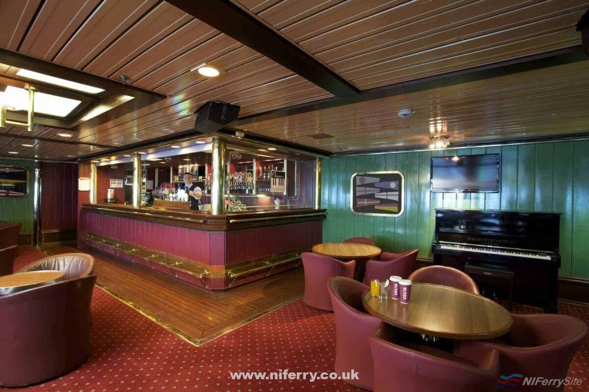 The Piano Bar onboard OSCAR WILDE. Irish Ferries
