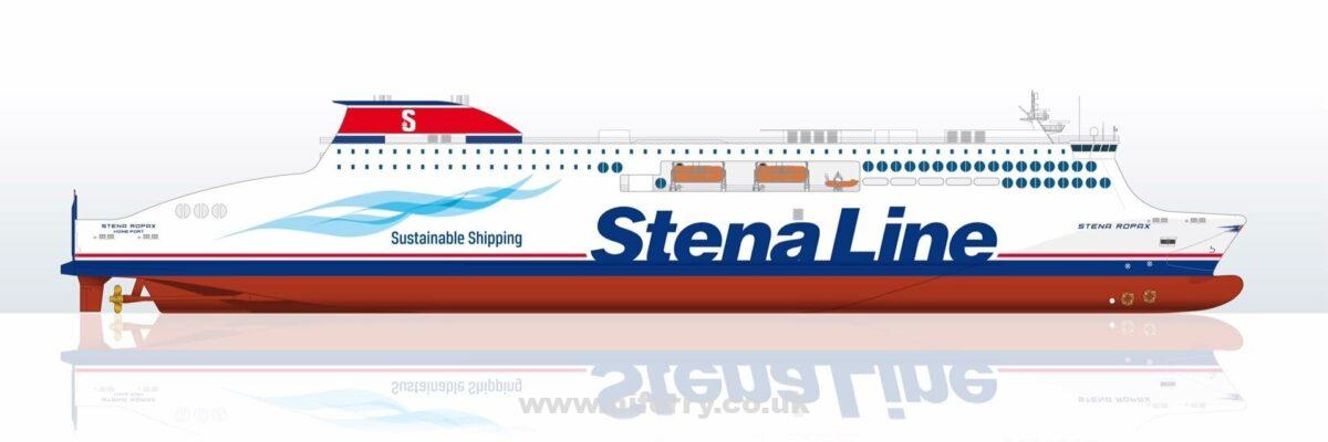 Side profile drawing of the newly ordered Stena Ro-pax ferries to be built by AVIC Weihai in China. Image: Stena Line