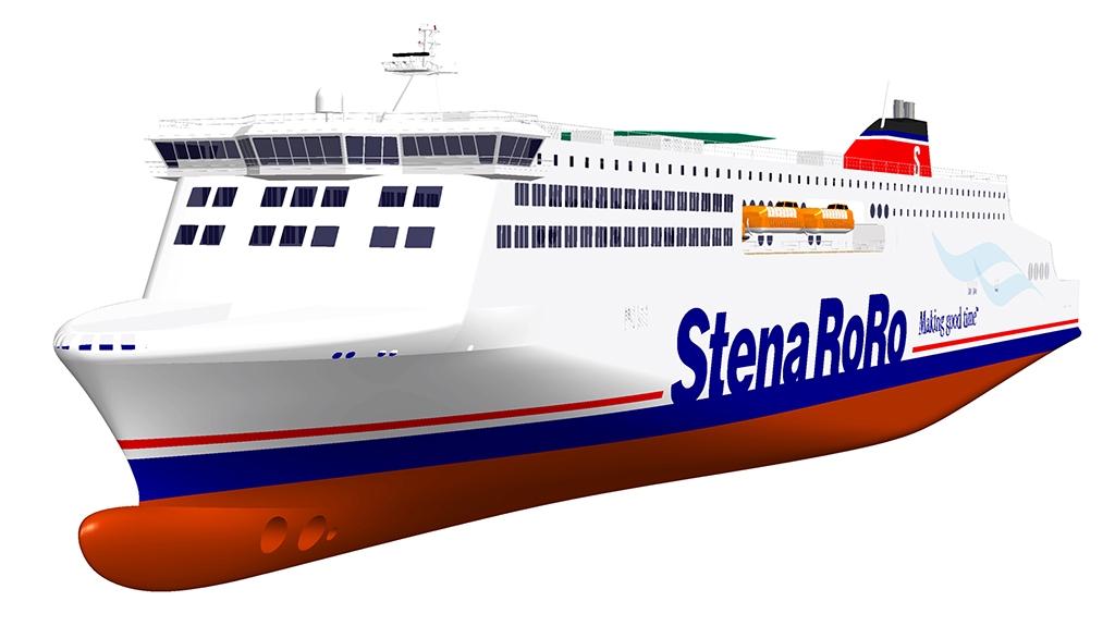 Rendering of the new Stena RoPax design by Deltamarin. Credit: Deltamarin