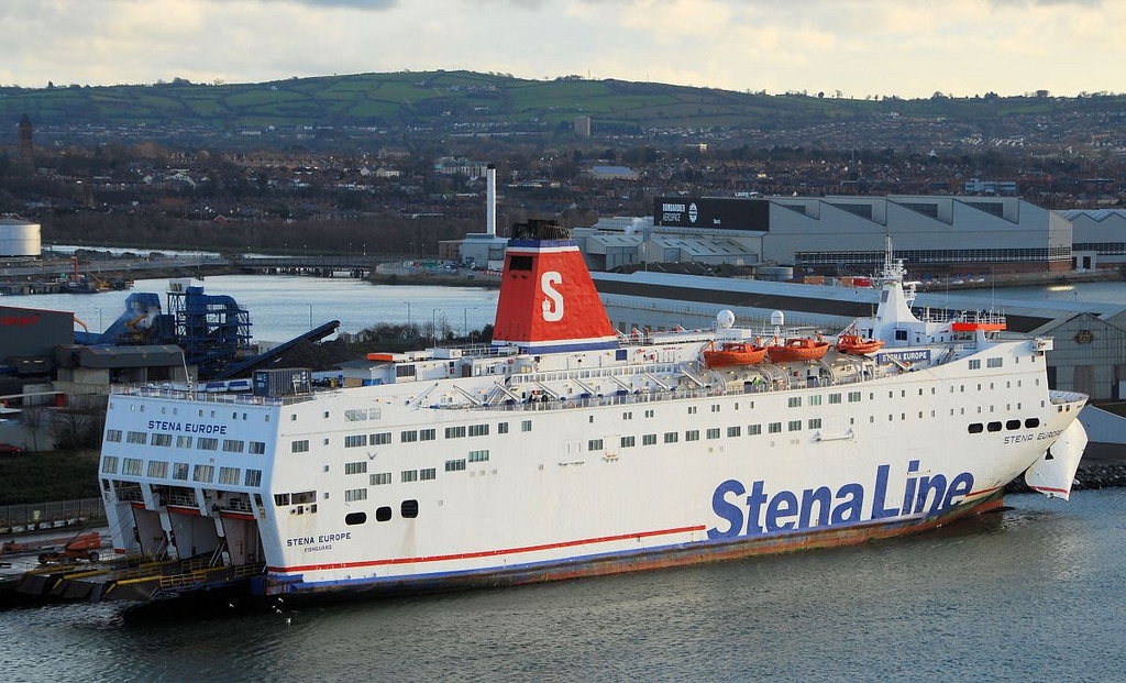 Stena Europe at Harland and Wolff's ship repair quay in 2012. Copyright © Alan Geddes.