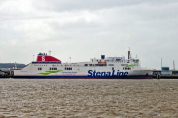 Stena Lagan pictured during her Monday lay-over at Birkenhead on 13/03/17. © Steven Tarbox