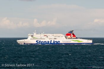Stena's Belfast to Cairnryan ferry Stena Superfast VIII crossing the North Channel, fresh from her 2017 refit . Copyright © Steven Tarbox