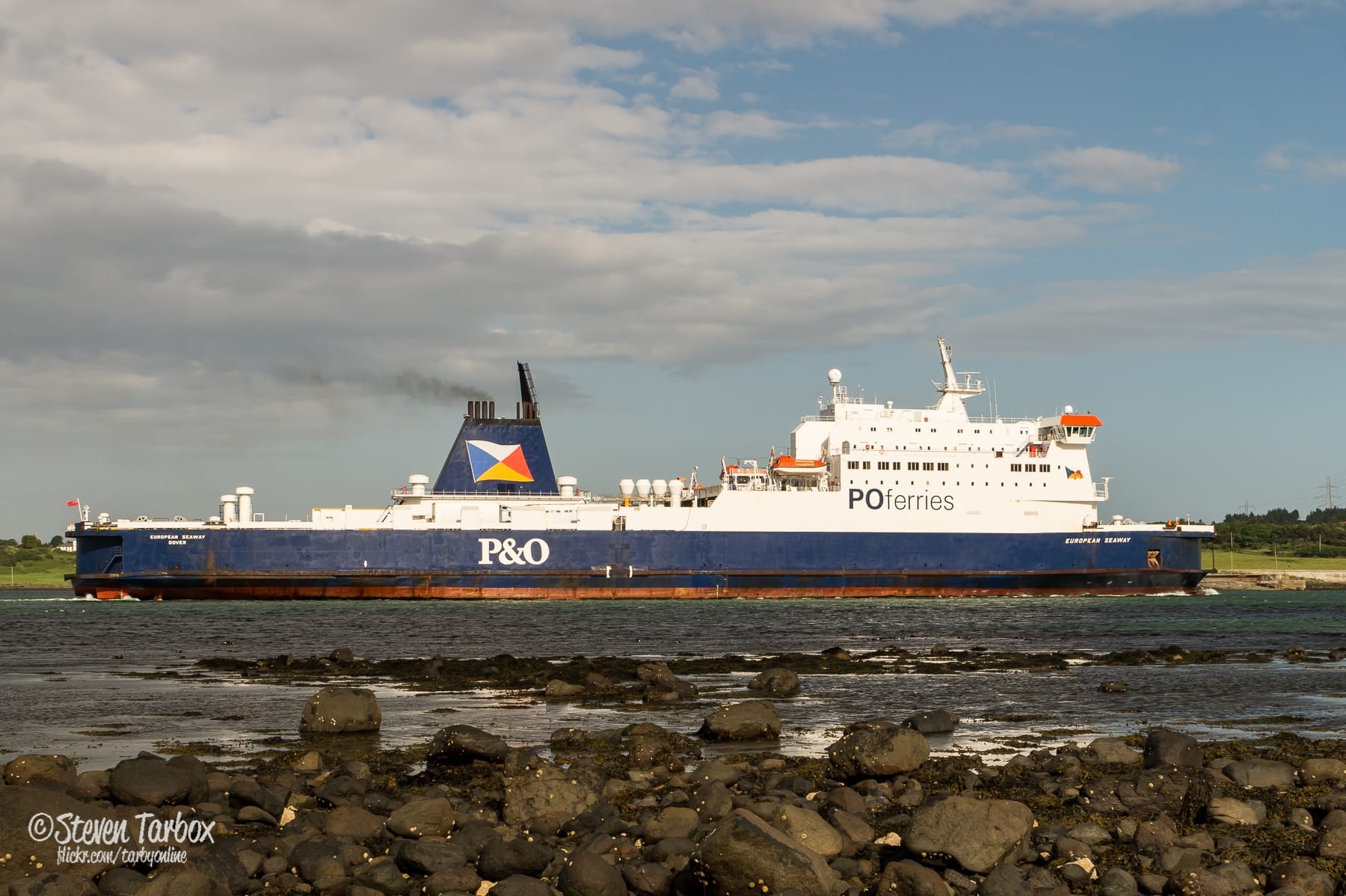 EUROPEAN SEAWAY arrives at Larne at the end of her afternoon sailing from Cairnryan, 10/06/17. Copyright © Steven Tarbox