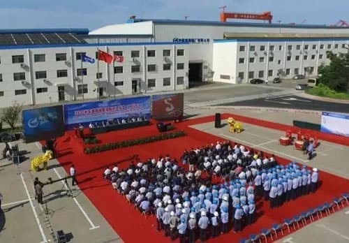 The steel cutting ceremony for Stena's new generation of RoPax's, Stena E-Flexer. AVIC