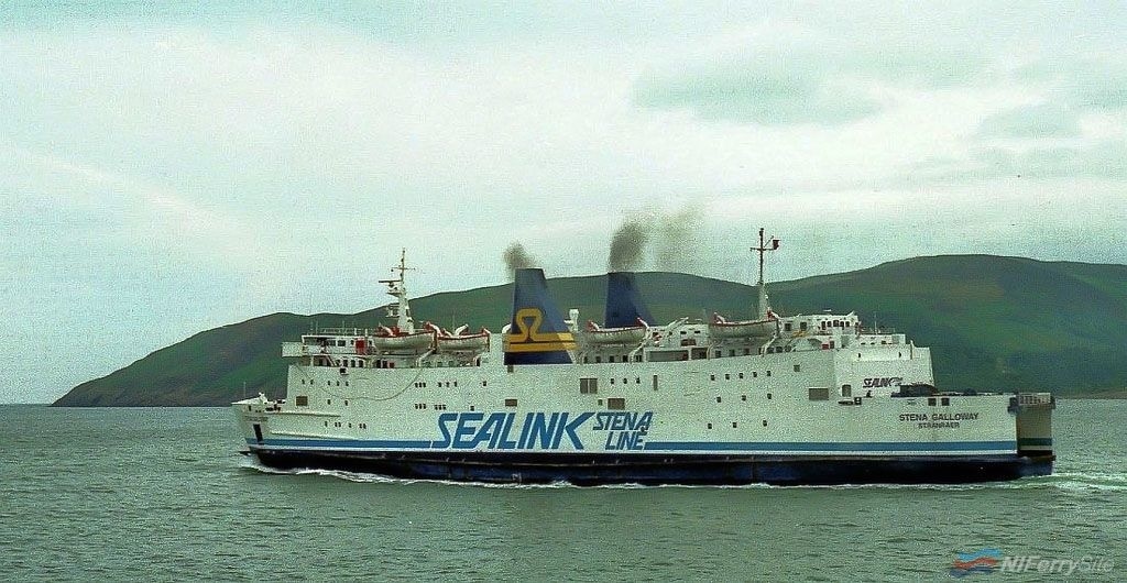 STENA GALLOWAY pictured in the transitional Sealink Stena Line livery. Copyright © Alan Geddes.