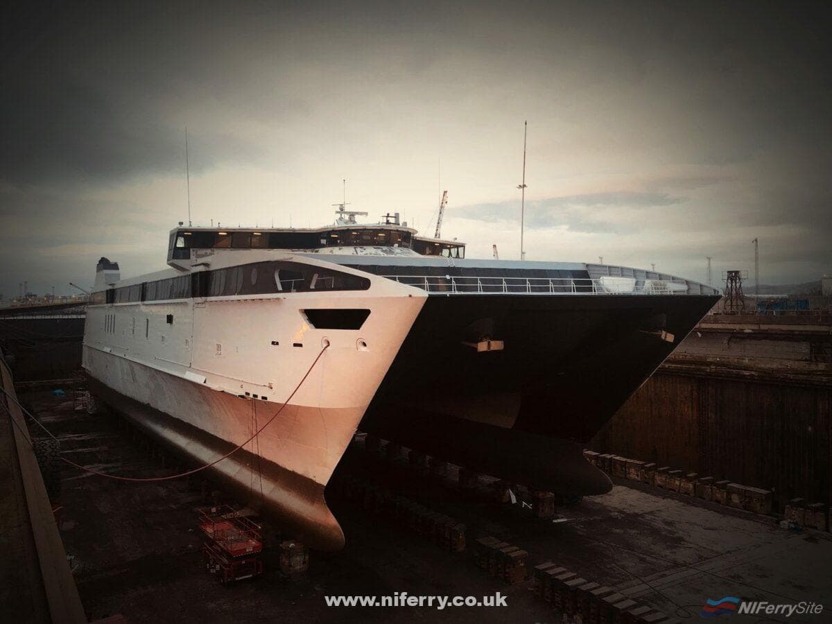 DUBLIN SWIFT in Harland & Wolff’s Belfast Dry Dock (BDD). Courtesy of Matrix Ship Management.