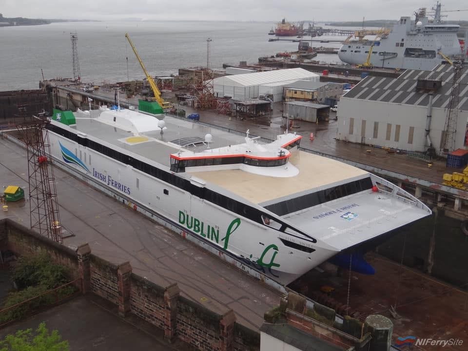 DUBLIN SWIFT in dry dock at Cammell Laird, 8th May 2019. Copyright © David Faerder.