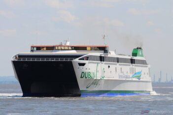 Irish Ferries DUBLIN SWIFT leaves Cammell Laird Birkenhead on May 23rd 2019 following a planned dry docking for "mechanical upgrades". Copyright © Das Boot 160 Photography.