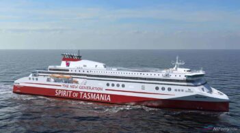 A rendering of how the new TT-Line "Spirit of Tasmania" new builds will look. FSG.