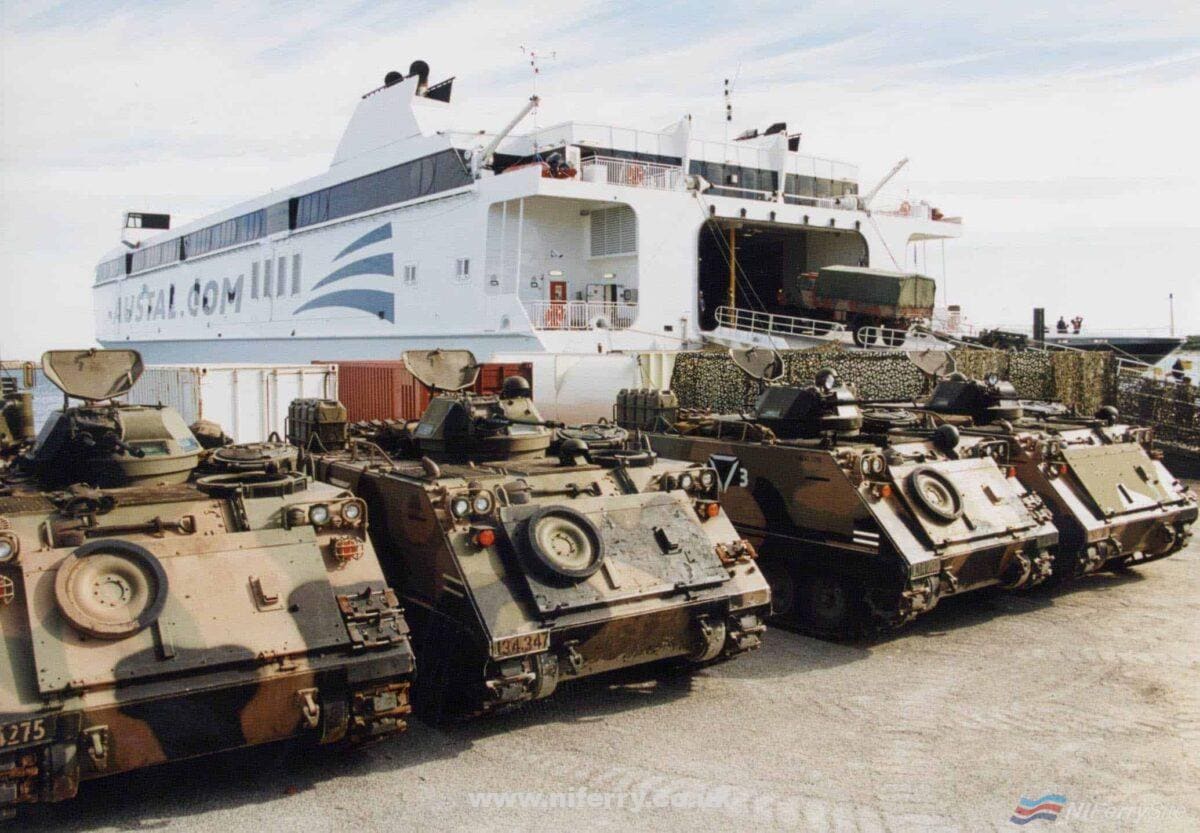 WESTPAC EXPRESS loading military vehicles. Austal