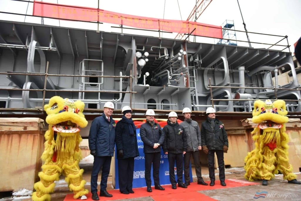 Stena E-Flexer keel laying ceremony at AVIC Weihai. Stena Line