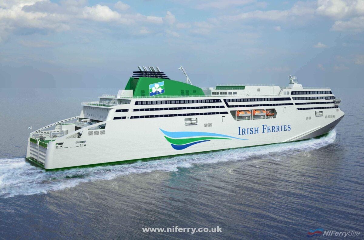 Rendering of Irish Ferries W.B. YEATS which was produced prior to the name of the new vessel being announced. Copyright © Irish Ferries