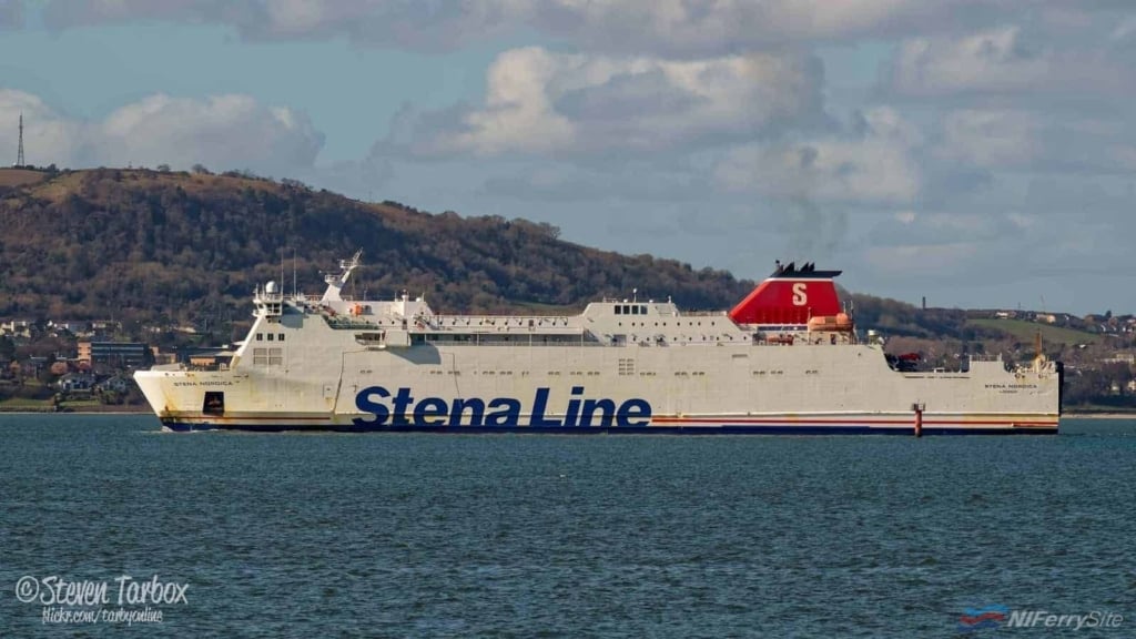 STENA NORDICA approaches Belfast on 13/03/15 while on refit relief duty. Copyright © Steven Tarbox