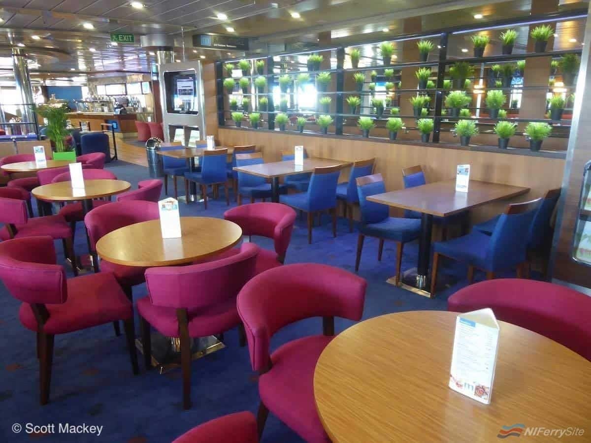 The area previously occupied by the Stena Plus lounge on STENA MERSEY, which has returned to seating for the Metropolitan Bar and Grill. Copyright © Scott Mackey