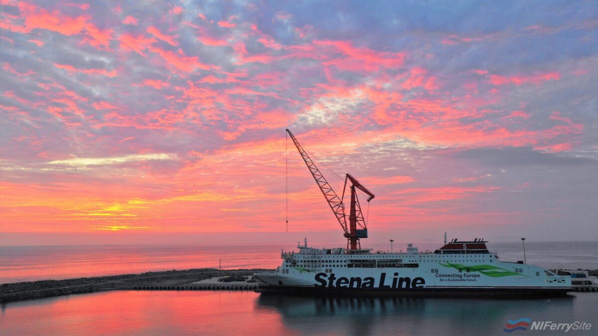The first Stena E-Flexer class ferry, STENA ESTRID seen well into her fitting out period. Stena Line / AVIC ship.