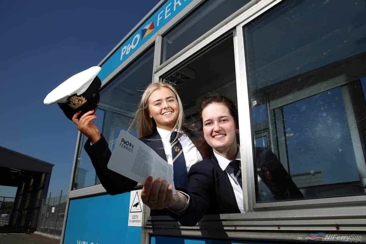 P&O Ferries recently welcomed three Travel and Tourism Students from Larne High School to learn about Customers Service as part of their studies. ©Press Eye/Darren Kidd