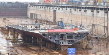 The keel laying of Stena’s second E-Flexer RoPax at AVIC Weihai in China. When delivered this vessel will be deployed on the busy Belfast to Liverpool (Birkenhead) route. Stena Line / Duffy Rafferty Communications