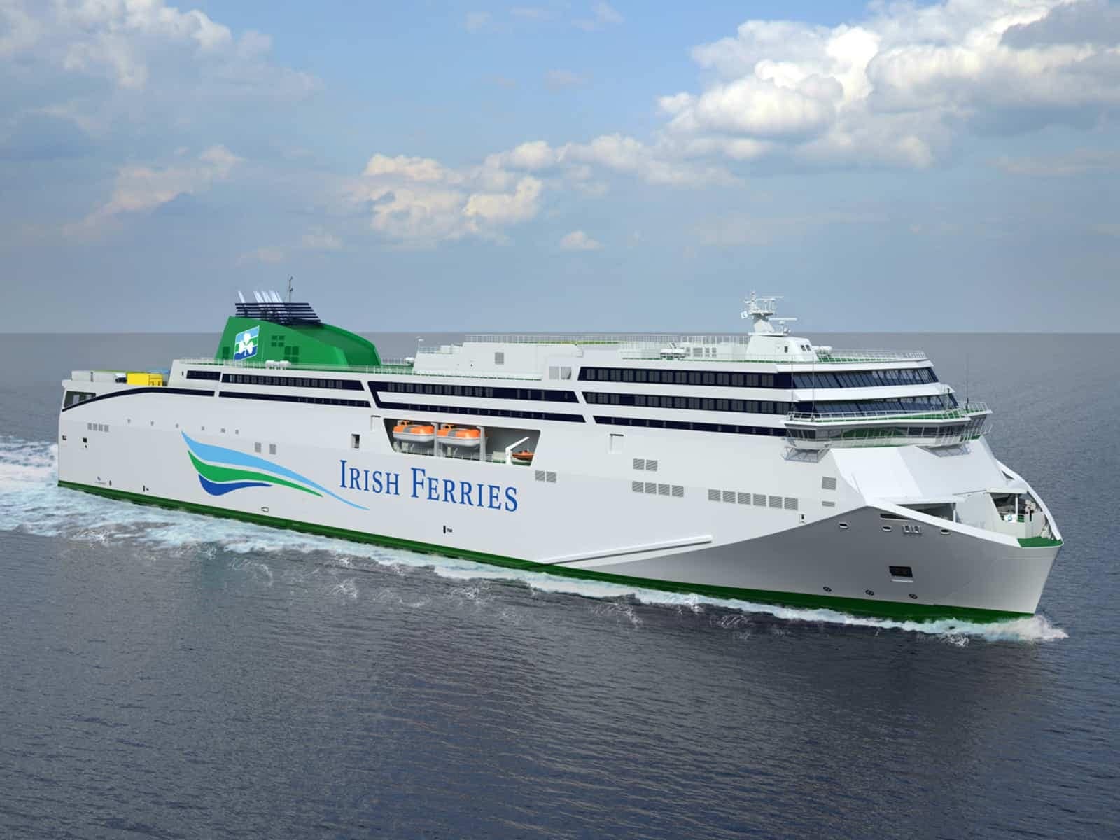 Rendering of Irish Ferries currently unnamed second FSG new-build ferry. When ordered she was expected to enter service on the Dublin - Holyhead route in mid-2020. Irish Ferries
