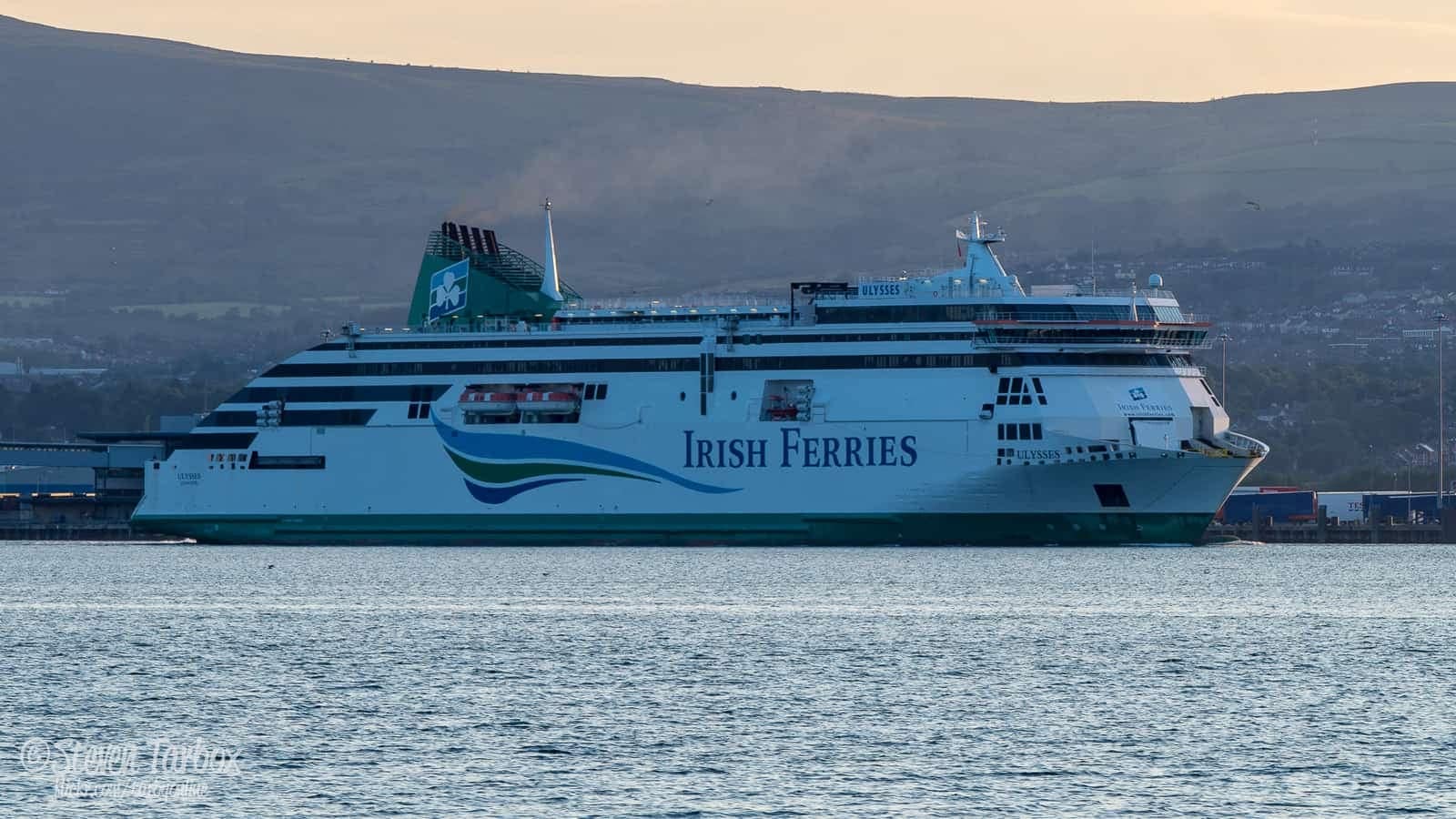 Irish Ferries ULYSSES leaves Belfast after spending almost a month in dry dock. Copyright Steven Tarbox