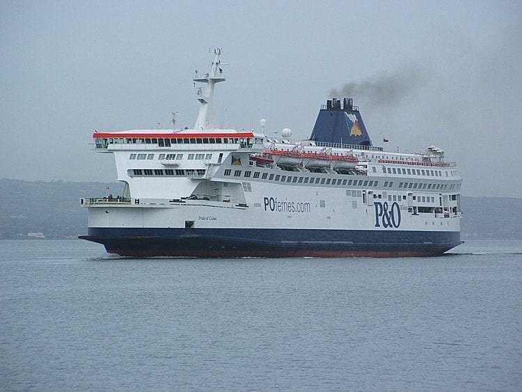 The Dover to Calais ferry PRIDE OF CALAIS arrives in Belfast for an emergency dry-docking, 16.02.07. Copyright © Trevor Kidd.