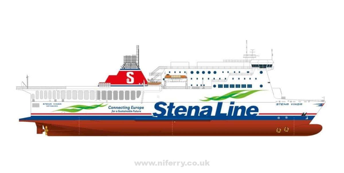 Side profile drawing of STENA VINGA. Stena Line