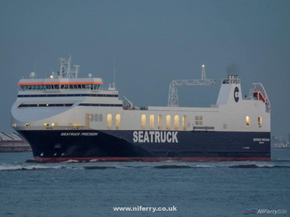 SEATRUCK PRECISION on her way from Cammell-Laird to Langton Lock, Liverpool. 5th September 2018. Copyright © Rob Foy.
