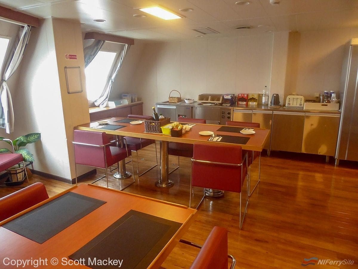 The drivers mess/dining room onboard STENA FORERUNNER. Copyright © Scott Mackey.