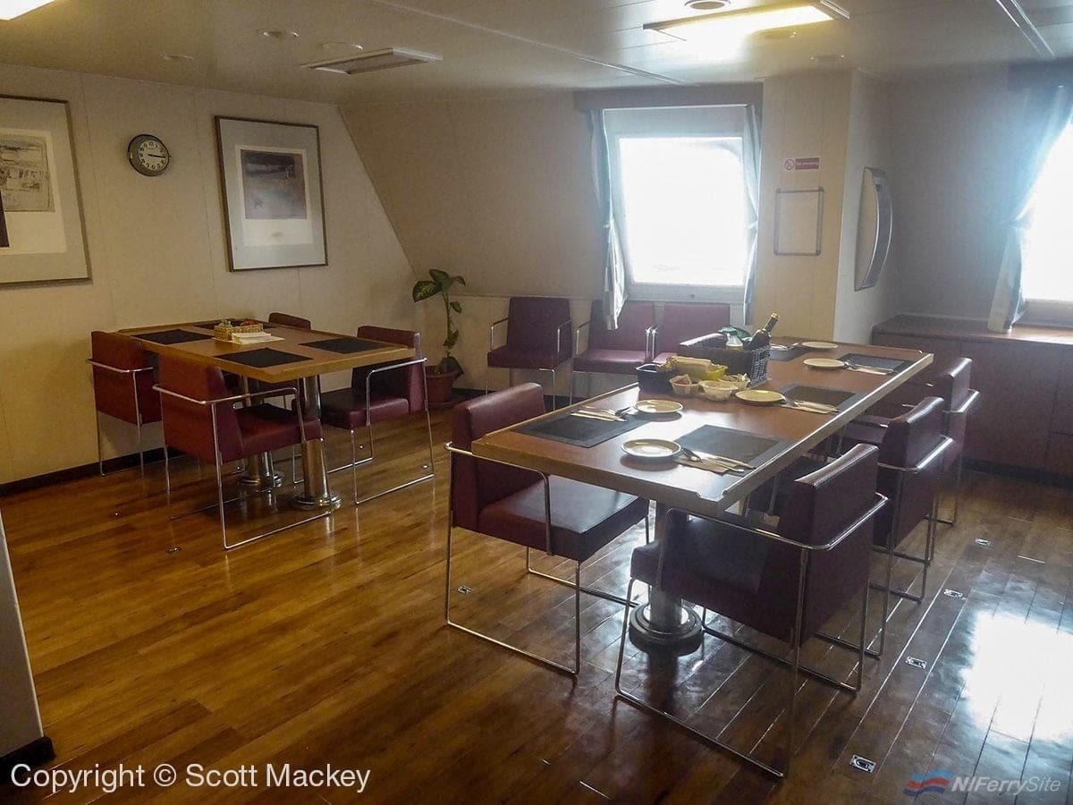 The drivers mess/dining room onboard STENA FORERUNNER. Copyright © Scott Mackey.