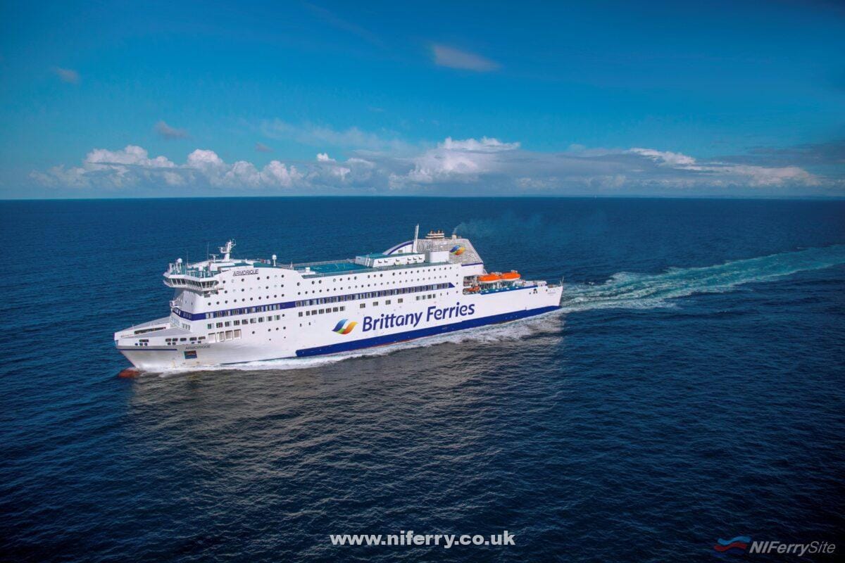 Brittany Ferries ARMORIQUE wearing the new logo and livery for the 2019 season. Brittany Ferries.