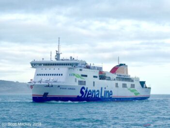 STENA HORIZON seen in March 2018 while covering for STENA ADVENTURER's refit. Horizon herself had recently returned from her own refit at Falmouth were she received the full Stena Line livery for the first time. Copyright © Scott Mackey.