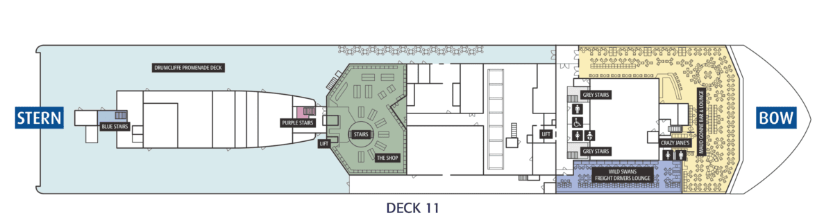 Layout plan of Deck 11 onboard Irish Ferries' W.B. YEATS/. © Irish Ferries.