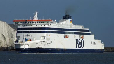 P&O Ferries flagship SPIRIT OF BRITAIN arriving at Dover on February 3rd 2011. Copyright © Ian Boyle.
