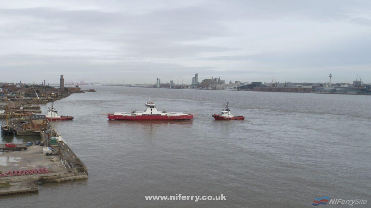 RED KESTREL moves to Cammell Lairds wet basin after float off. Cammell Laird