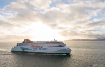 Irish Ferries W.B. YEATS approaches Dublin Port for the first time, Thursday 20th December 2018. Copyright © Irish Ferries.
