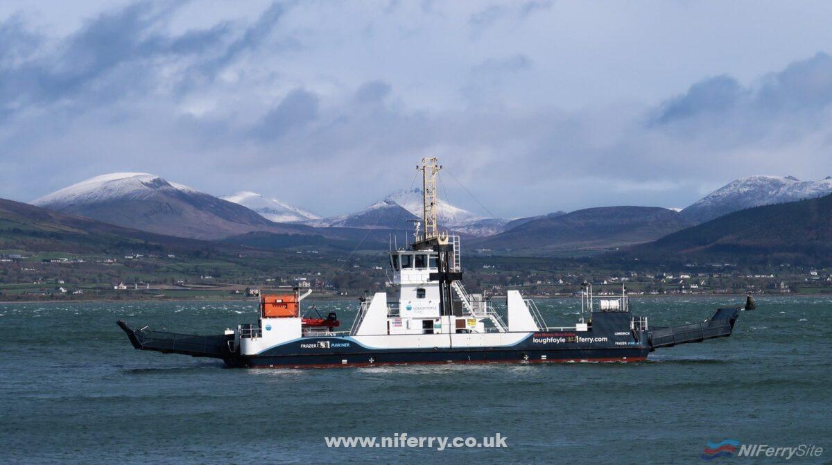 FRAZER MARINER seen in Carlingford Lough while on relief duty on the Carlingford Lough Ferry Service, 14.03.19. Frazer Ferries/Scenic Carlingford Lough Ferry.