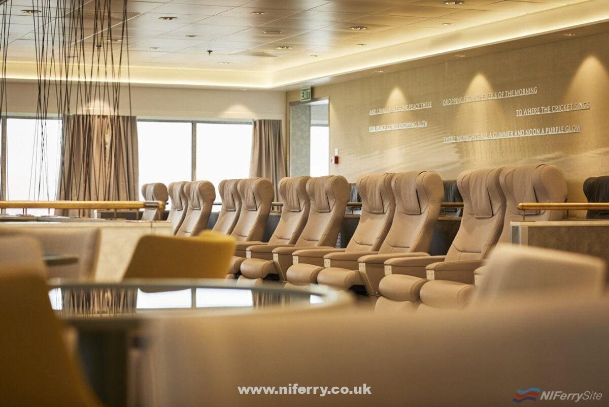 Official Irish Ferries image of "The Innisfree Club Class Lounge" on W.B. YEATS. Irish Ferries