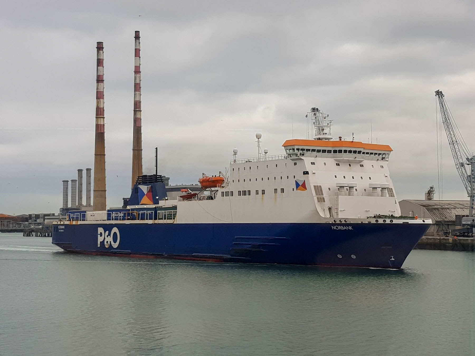 P&O Ferries NORBANK seen arriving in Dublin at the end of September 2018. Copyright © Robbie Cox.